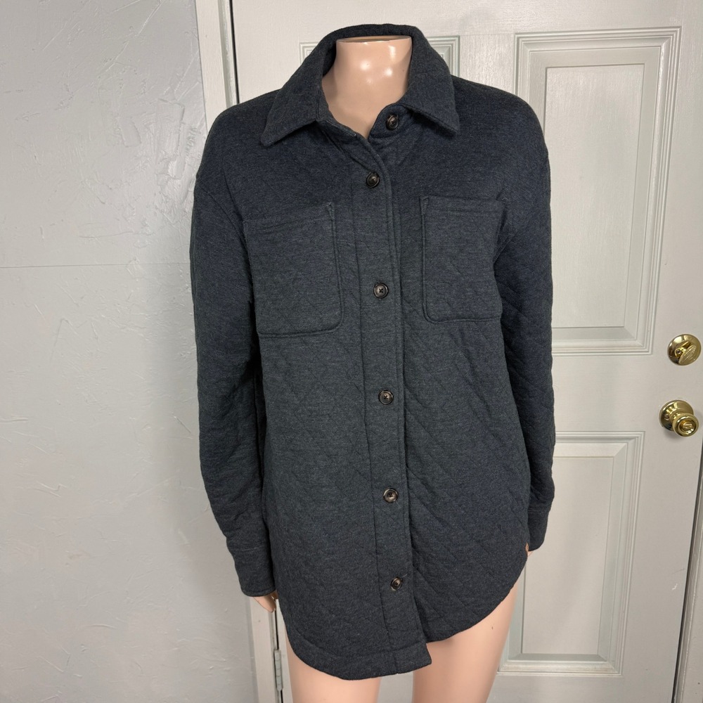 Tentree Dunes Quilted Shirt jacket Women's Sweatshirt Button Organic Cotton H4-3